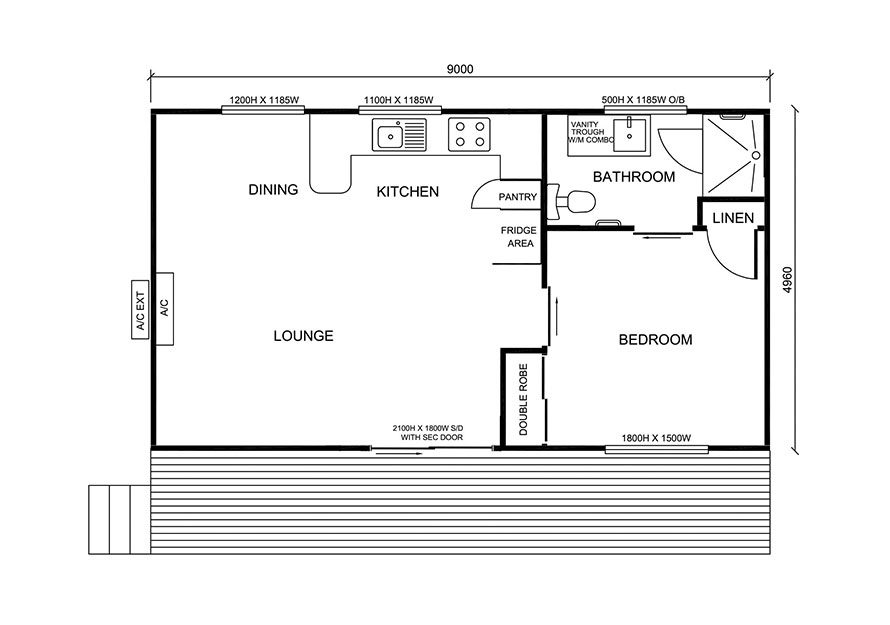 small granny flat floor plan 1 bedroom